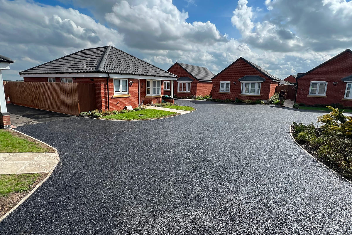 Smooth black tarmac driveway at a UK home
